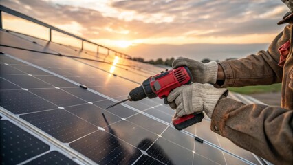 Evening Solar Panel Installation