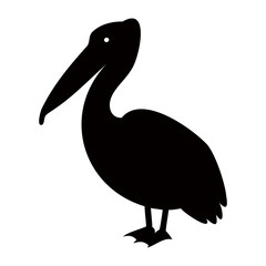 Pelican black silhouette vector icon isolated on transparent background.