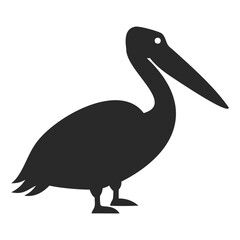 Pelican black silhouette vector icon isolated on transparent background.