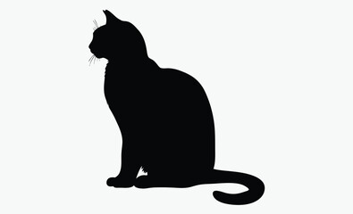Black cat silhouette, feline vector illustration