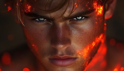 Intense Man Fiery Portrait