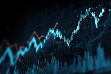 Naklejka premium Abstract Financial Data Visualization with Rising and Falling Trends