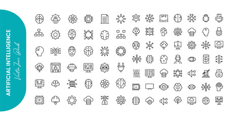 Comprehensive Collection of AI and Technology Icons for Digital Projects and Marketing