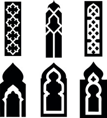 Obraz premium Islamic window shape silhouette vector on white background Ramadan Kareem isolated 
