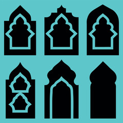 Fototapeta premium Islamic window shape silhouette vector on white background Ramadan Kareem isolated 