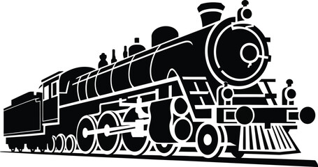 Retro Steam Locomotive Front View Illustration © mdnirobsardar05