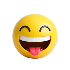 Fototapeta premium A yellow emotion emoji grinning face and cartoon, icon, smiley, fun, emoticon 3d isolated on white background PNG.