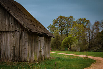 Obraz premium An abandoned shed in the village.