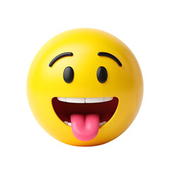 Fototapeta premium A yellow emotion emoji grinning face and cartoon, icon, smiley, fun, emoticon 3d isolated on white background PNG.