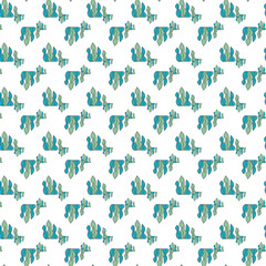 Seamless Pattern of Abstract Nature Shapes in Green and Blue Tones