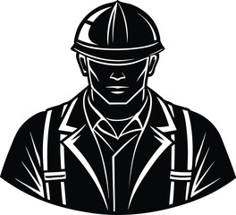 silhouette of construction worker with helmet