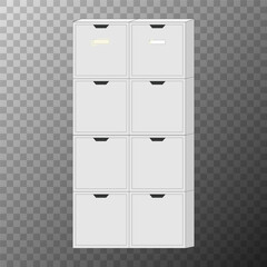 A vector illustration of a filing cabinet on a transparent background. The simple and functional design makes it ideal for office organization, storage concepts, and administrative-themed visuals.
