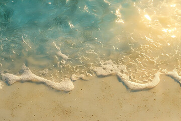 Obraz premium Gentle waves lapping a golden beach.