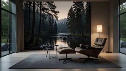 Serene Forest River Wall Mural