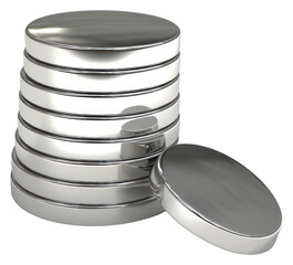 Obraz premium PNG Coins icon Chrome material silver shape coin.