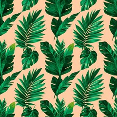 seamless pattern with green leaves