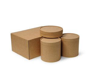 Few various brown paper boxes on white background