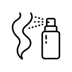 Hair care and treatment line icon of vector woman beauty salon. Dry shampoo, conditioner. Woman health hair care symbol. Outline vector sign for web design isolated on white background.