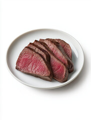 plate picanha boeuf white background
