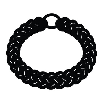 isolated Black military paracord bracelet on white background