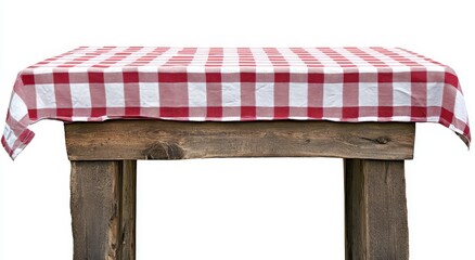Rustic wooden table with red and white checkered tablecloth (2)