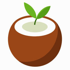Coconut vector icon on white background.