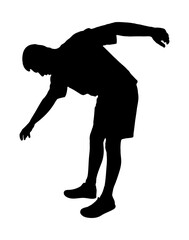 A man leaning down, silhouette. Vector illustration