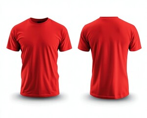 Red t-shirt; front and back view on a white background