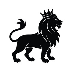 Obraz premium lion with crown silhouette art