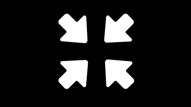 Exit full screen icon animation.Move cursor set icon. Move object, window control buttons, zoom in and out, arrows, navigation, maximize. Technology concept