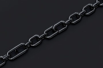 Obraz premium A close up view of a metal chain with interlocking links against a dark shadowy background surface texture