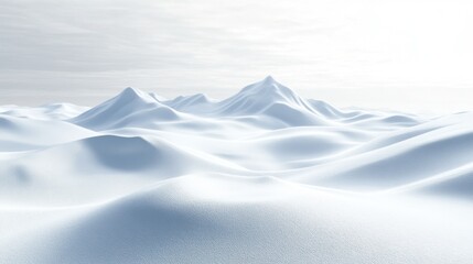 Serene White Mountain Landscape: Minimalist Winter Scene with Soft Peaks