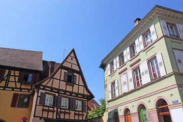 Street in Ribeauville, Alsace, France	