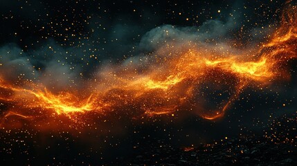 Naklejka premium Fiery streaks of molten metal against a dark, smoky backdrop