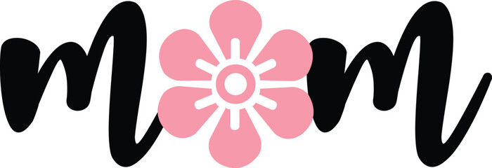 Mom typography clip art design on plain white transparent isolated background for sign, card, shirt, hoodie, sweatshirt, apparel, tag, mug, icon, poster or badge