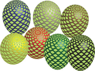 Collection of ornate and colorful easter eggs with geometric patterns
