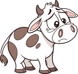 Cow Illustration With Sad Face