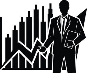 silhouette of stock market analyst