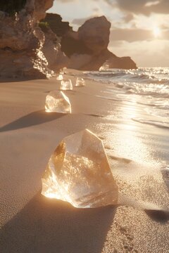 Sparkling beach sand sculpture under the sunshine