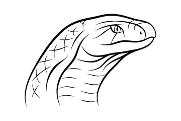 Naklejka premium Black and white line art illustration of a cobra snake head side view graphic illustration
