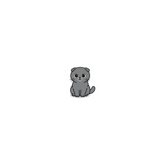 Cute scottish fold sitting cartoon, vector illustration