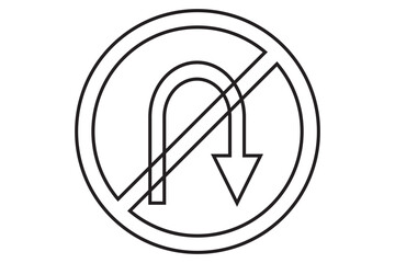 vector traffic sign icon no U-turn
