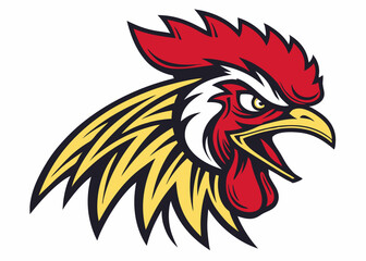 Aggressive rooster head illustration sport mascot design vector illustration isolated