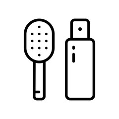Comb line icon. Dry shampoo. Hair care cosmetics. Health hair care symbol. Outline simple sign for web design isolated on white background.