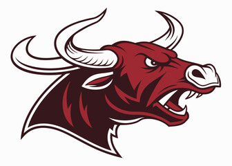 Aggressive bull head vector illustration for sports team logo design