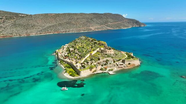 Spinalonga Leper Colony Island In Crete, Greece