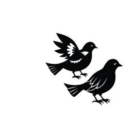 Set of black bird silhouettes. Vector elements for designfly illustration sign collection. nature symbol