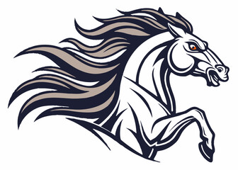 Majestic stallion vector illustration aggressive horse with flowing mane powerful design