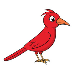 A cute cartoon bird illustration with a red heart sits on a nature branch