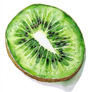 recommend clip art: Artistic Kiwi Slice on White: Food Illustration